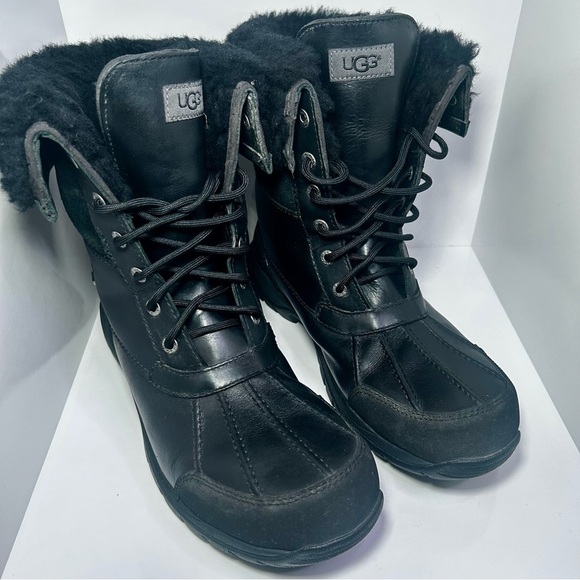 UGG Men’s Black Winter & Rain Boots with Waterproof Design, Leather, Wool NewCon - Picture 3 of 8